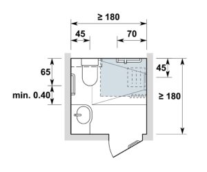 Espace sanitaire / Nasszelle-1.80x1.80 m, variante 1